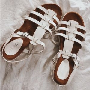 White platform strappy sandals